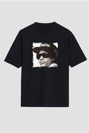 Eazy-E Baskılı Unisex Oversize Siyah Tişört