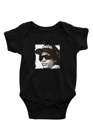 Eazy-E Baskılı Unisex Siyah Bebek Body - Zıbın