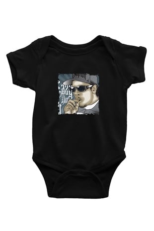 Eazy-E Baskılı Unisex Siyah Bebek Body - Zıbın
