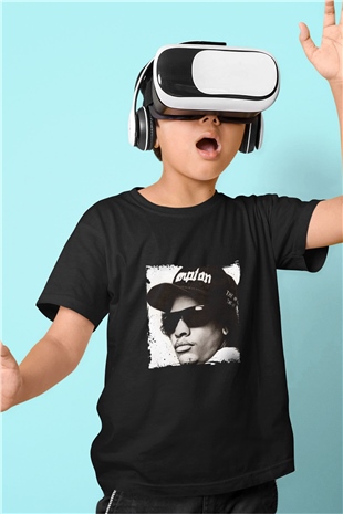 Eazy-E Baskılı Unisex Siyah Çocuk Tişört