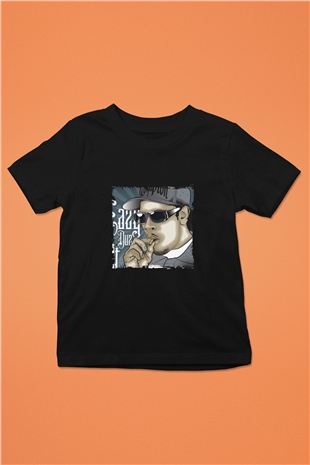 Eazy-E Baskılı Unisex Siyah Çocuk Tişört