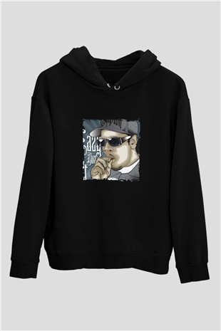 Eazy-E Baskılı Unisex Siyah Hoodie
