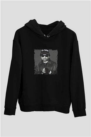 Eazy-E Baskılı Unisex Siyah Hoodie