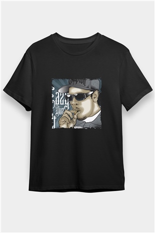 Eazy-E Baskılı Unisex Siyah Tişört