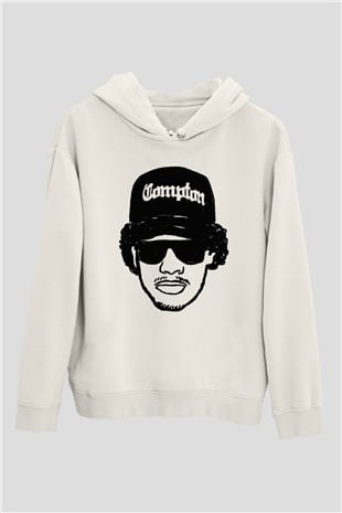 Eazy-E Beyaz Unisex Kapşonlu Sweatshirt