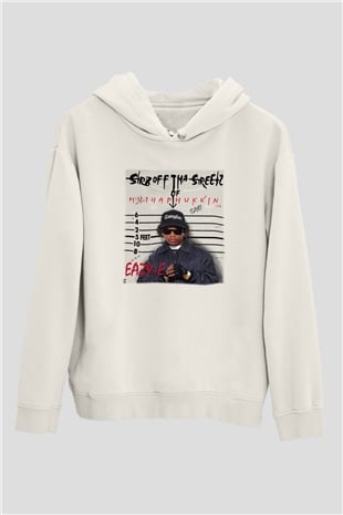 Eazy-E Beyaz Unisex Kapşonlu Sweatshirt