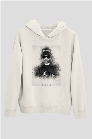 Eazy-E Beyaz Unisex Kapüşonlu Sweatshirt