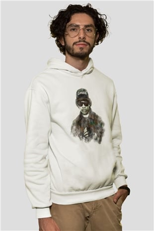 Eazy-E Beyaz Unisex Kapüşonlu Sweatshirt
