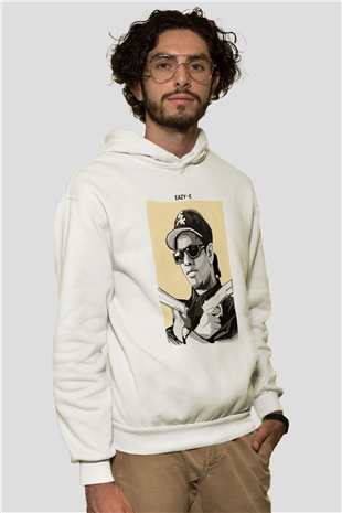 Eazy-E Beyaz Unisex Kapüşonlu Sweatshirt