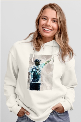 Eazy-E Beyaz Unisex Kapüşonlu Sweatshirt