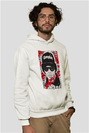 Eazy-E Beyaz Unisex Kapüşonlu Sweatshirt