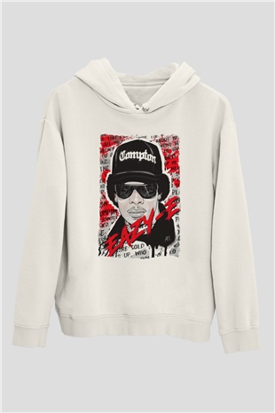 Eazy-E Beyaz Unisex Kapüşonlu Sweatshirt
