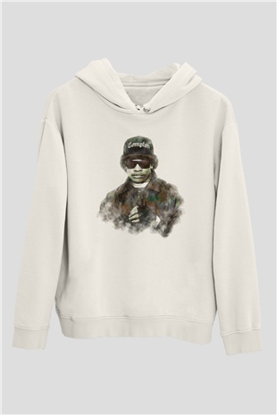 Eazy-E Beyaz Unisex Kapüşonlu Sweatshirt