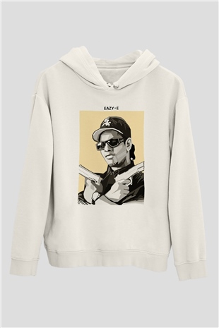 Eazy-E Beyaz Unisex Kapüşonlu Sweatshirt