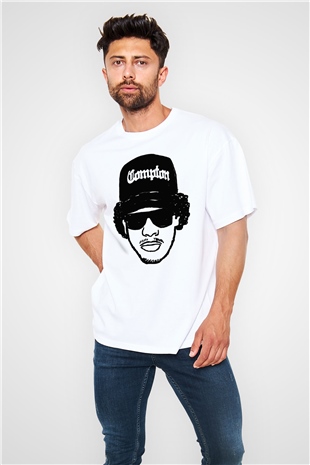 Eazy-E Beyaz Unisex Oversize Tişört T-Shirt