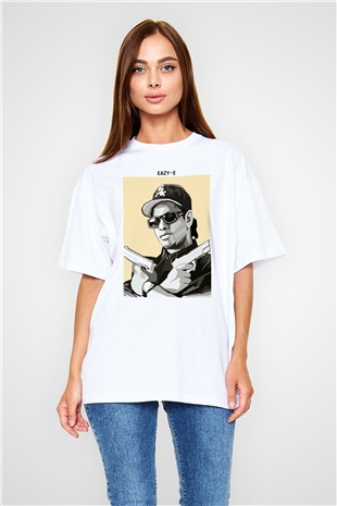 Eazy-E Beyaz Oversize Tişört Oversize T-shirt - TişörtFabrikası