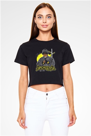 Eazy-E Siyah Crop Top Tişört