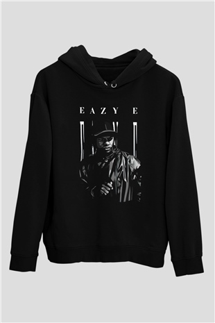 Eazy-E Siyah Unisex Kapüşonlu Sweatshirt