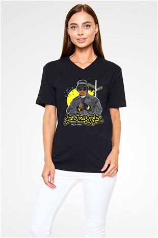 Eazy-E Siyah Unisex V Yaka Tişört T-Shirt