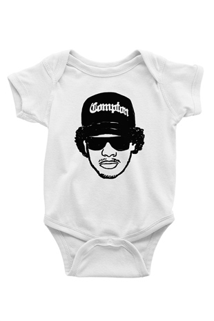 EazyE Baskılı Beyaz Unisex Bebek Body - Zıbın