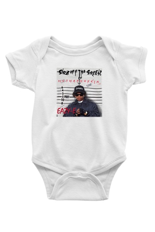 EazyE Baskılı Beyaz Unisex Bebek Body - Zıbın