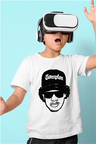EazyE Baskılı Beyaz Unisex Çocuk Tişört
