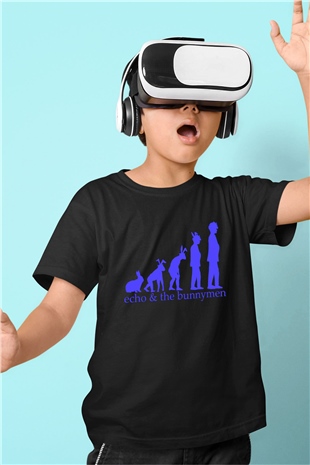 Echo and the Bunnymen Baskılı Siyah Unisex Çocuk Tişört