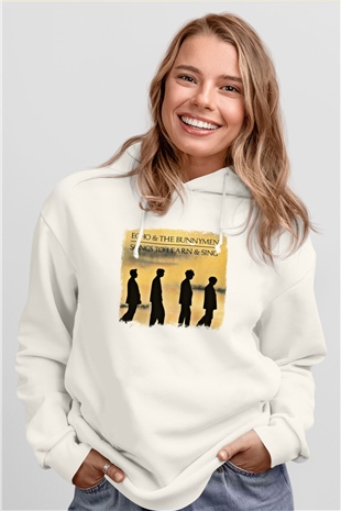 Echo and The Bunnymen Baskılı Unisex Beyaz Hoodie