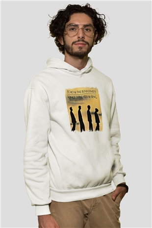 Echo and The Bunnymen Baskılı Unisex Beyaz Hoodie