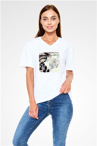 Echo and The Bunnymen Baskılı Unisex Beyaz V Yaka Tişört