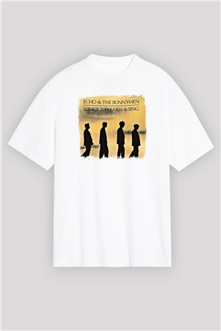 Echo and The Bunnymen Baskılı Unisex Beyaz Oversize Tişört