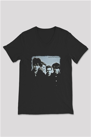 Echo and The Bunnymen Baskılı Unisex Siyah V Yaka Tişört