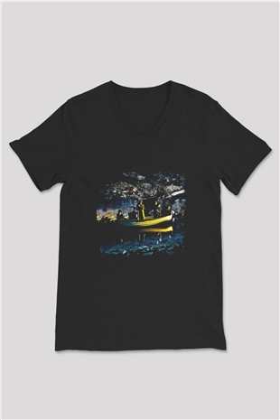 Echo and The Bunnymen Baskılı Unisex Siyah V Yaka Tişört