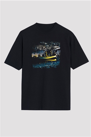 Echo and The Bunnymen Baskılı Unisex Siyah Oversize Tişört