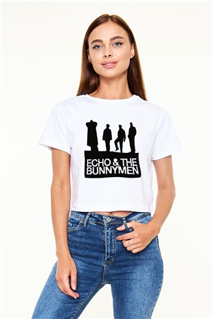 Echo and the Bunnymen Beyaz Croptop Tişört