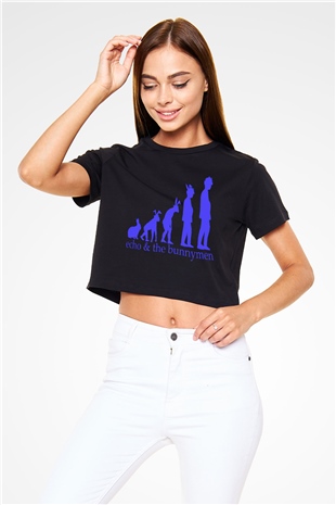 Echo and the Bunnymen Siyah Crop Top Tişört