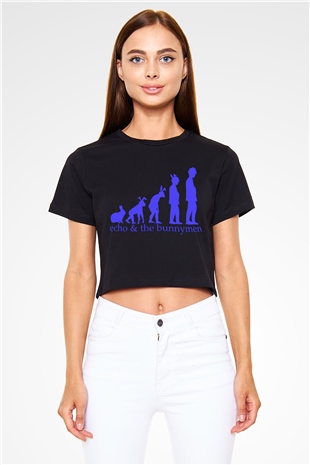 Echo and the Bunnymen Siyah Crop Top Tişört