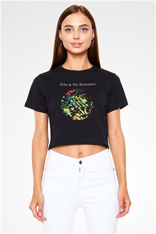 Echo and the Bunnymen Siyah  Crop Top Tişört