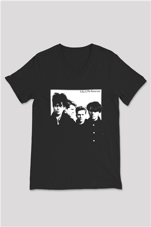 Echo and the Bunnymen Siyah Unisex V Yaka Tişört T-Shirt