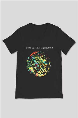 Echo and the Bunnymen Siyah Unisex V Yaka Tişört