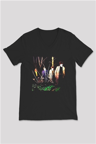 Echo and the Bunnymen Siyah Unisex V Yaka Tişört