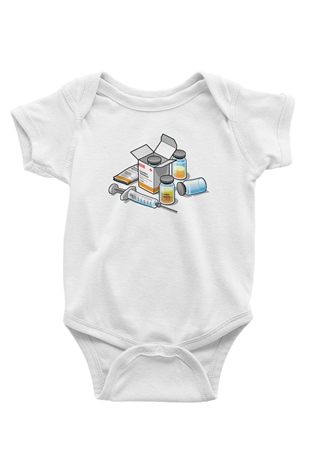 Eczacı Baskılı Beyaz Unisex Bebek Body - Zıbın