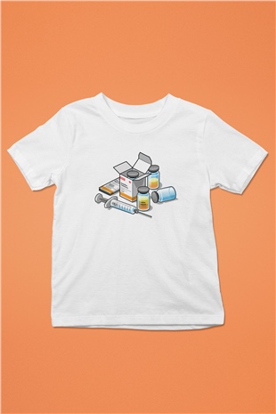 Eczacı Baskılı Beyaz Unisex Çocuk Tişört