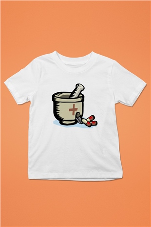 Eczacı Baskılı Beyaz Unisex Çocuk Tişört