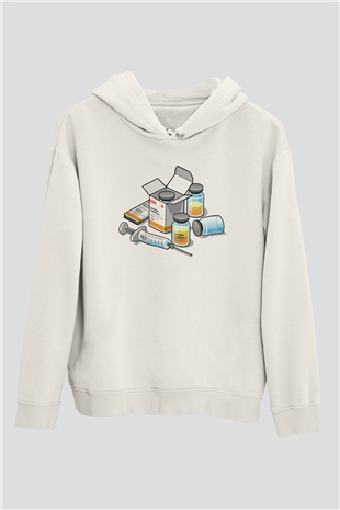 Eczacı Beyaz Unisex Hoodie