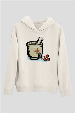 Eczacı Beyaz Unisex Hoodie