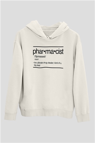 Eczacı Beyaz Unisex Kapüşonlu Sweatshirt