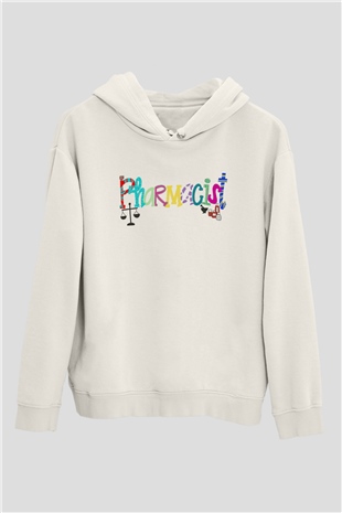 Eczacı Beyaz Unisex Kapüşonlu Sweatshirt