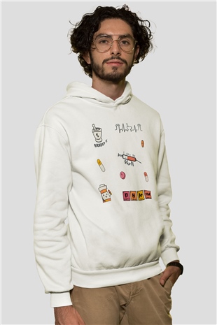 Eczacı Beyaz Unisex Kapüşonlu Sweatshirt