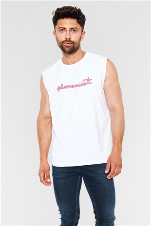 Eczacı Beyaz Unisex Kolsuz Tişört